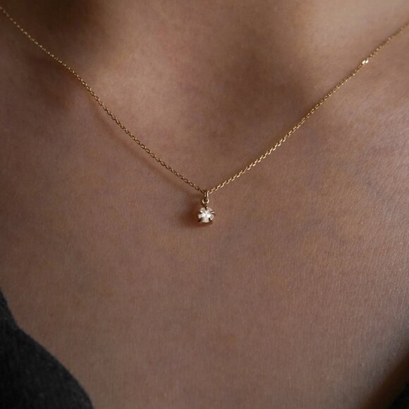 Laurie Fleming Rose Cut Diamond Moondew Necklace 14k Rose Gold - Picture 10 of 15